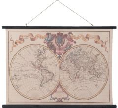 Clayre & Eef Wandkaart met werelddelen 105 x 76 cm