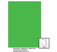 Benza Papier - Gekleurd Printpapier Hobbykarton 240 Gr. (Gram) A5 - Midden Groen - 30 Stuks (Wenska