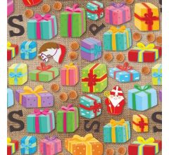 Sinterklaas inpakpapier cadeaupapier met jute design - 200 x 70 cm - 5 stuks