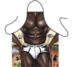 Sexy barbecue schort van een gespierde donkere man