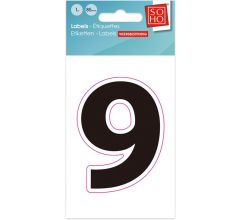 Plakcijfer - Nummer Sticker - 9 - Weerbestendig Ca. 85mm Hoog - Zwart