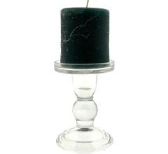 Gusta - Glazen Kandelaar met Stomkaars - Zeegroen - 8.5 x 19 cm