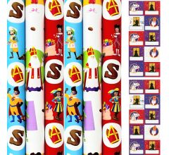 Club Van Sinterklaas Inpak Cadeaupapier incl. 20 naamstickers - 6 Rollen 70 cm x 2 meter