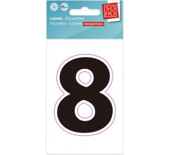 Plakcijfer - Nummer Sticker - 8 - Weerbestendig Ca. 85mm Hoog - Zwart
