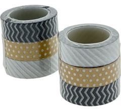 Washi Tape - Set met 6 rollen Masking Tape - 15mm x 2,5 mtr