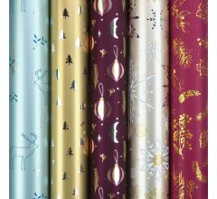 ICELAND cadeaupapier - metallic assortiment kerstpapier inpakpapier - 150 x 70 cm - 3 rollen