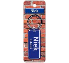 Paper Dreams Sleutelhanger Straatnaam Niek 9 Cm Staal Blauw