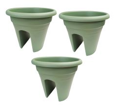 Balkon Railingpot Mediterraans 2-Way - Ø 30 cm - oudgroen - 3 Stuks