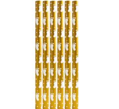 Baby cadeaupapier – Goud met witte voetjes – 6 rollen – 2 mtr x 70 cm