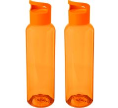 Set van 2 stuks – Sky Waterfles 650 ml – Oranje Transparant – BPA-vrij – Gerecycled Plastic