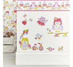 Olive the Owl - Olive de uil - Verwijderbare Muurstickers - 29 stuks - 2 x 25 x 70 cm