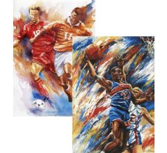 Schrijfblok met baseballspeler en voetballer - Lijn - 2 stuks