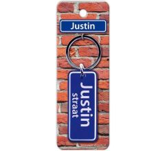 Paper Dreams Sleutelhanger Straatnaam Justin 9 Cm Staal Blauw