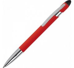 Aluminium Balpen Met Stylus Functie En Een Rubberised Afwerking - Rood - 12 Stuks