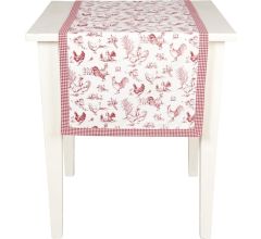 Arowell - Mooi landelijk tafelloper met kippen motief afgewerkt met een leuk ruitjes patroon - 50 x