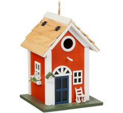 Decoratief Houten Vogelhuisje - 25 x 18,5 x 18,5 cm - Hangend - Rood