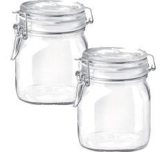 Weckpot - Voorraadpot - Transparant - Vierkant - 750 ml - 2 stuks