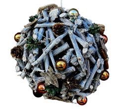 DECO - Kerst - Takkenbal - Kopermix -  Rond 28 cm - voorzien van 20 micro Ledlampjes