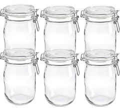 Weckpot - Voorraadpot - Transparant - 1 Liter - 6 stuks