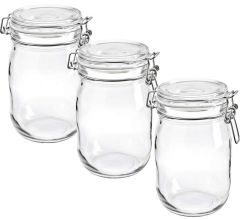 Weckpot - Voorraadpot - Transparant - 1 Liter - 3 stuks