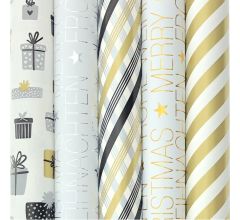 Noël cadeaupapier - assortiment kerstpapier inpakpapier voor kerst - 3 meter x 70 cm - 5 rollen