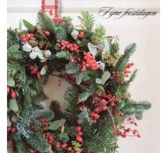 Dubbele Kerstkaarten Kerstkrans - 12 stuks