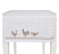 Clayre & Eef - Tafelloper - Kippen & Hanen - Naturel - 50 x 140 cm