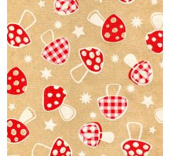 Paddenstoelen - Luxe winter Inpakpapier - Cadeaupapier - 500 x 70 cm - 3 rollen