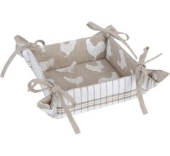 Clayre & Eef - Broodmand - Landelijk met Kip & Haan motief - 20 x 20 x 8 cm