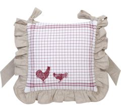 Kussenhoes Voor Stoelkussens Landelijk - geruit - Kippen & Hanen - Katoen - 40 x 40 cm - 4 Stuks