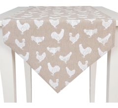Clayre & Eef - Tafelloper - textielserie Landelijk - Kippen & Hanen - 50 x 160 cm