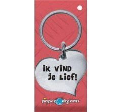 RVS Hart Sleutelhanger - Ik vind je lief!
