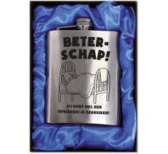Zakfles - Heupfles met Schroefdop - RVS - Beterschap (inhoud 210 ml)