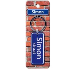 Paper Dreams Sleutelhanger Straatnaam Simon 9 Cm Staal Blauw