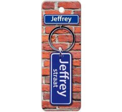 Paper Dreams Sleutelhanger Straatnaam Jeffrey 9 Cm Staal Blauw