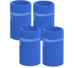 Arowell Premium Pols Zweetbandje Met Portemonnee En Rits – 12 x 8 Cm – Kobaltblauw - 4 Stuks