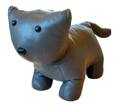 Deurstopper - Kat, Poes, Kunstleder - Afm. 23,5 x 14 x 30 cm - 1200 Gram - Grijs