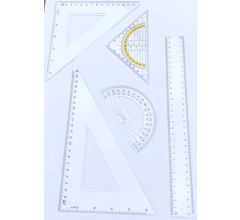 Liniaal, Geodriehoek &amp; Gradenboog meet set - 5-delig
