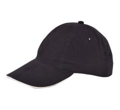 Kinder 5 Panel Cap - 100 % Geborsteld katoen - Zwart / Naturel