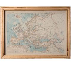 Canvasdoek met wereldkaart - Ingelijst -  Houtenlijst met glasplaat - 50x2x66 cm