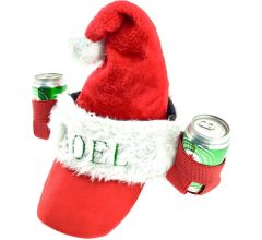 Funny kerstmuts met klep en met ruimte voor 2 blikjes frisdrank of bier