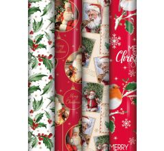 Kerstmis cadeaupapier kerstpapier - inpakpapier voor Kerst KE126 - 7 mtr x 70 cm - 4 rollen