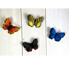 Polystone - Muurdecoratie Vlinder - 4 Kleuren - 10 x 12 x 1.5 cm - 4 Stuks
