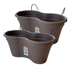 Balkon bloembak Hangbak Compleet - Bruin- 37 x 20 x 17 cm - 2 Stuks