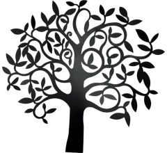 Wanddecoratie Metalen boom - Zwart - 73 cm breed x 70 cm hoog