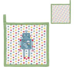 Clayre & Eef - Pannenlap - Robots - 20 x 20 cm