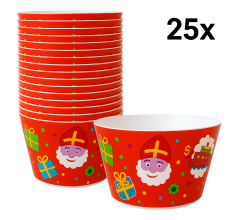 Sinterklaas Kom – Set van 25 Stuks – 15 x 11 x 7 cm – 750 ml – Kunststof – Feestelijke Ko