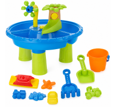 Speeltafel Zand en Water met 11 Accessoires – Blauw/Groen – Inclusief Waterrad, Emmer en Zandvo