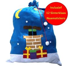 Zak Van Sinterklaas - Geschenkzak - incl. 20 Naamstickers - Design-11 - Afm. 90 x 60 cm