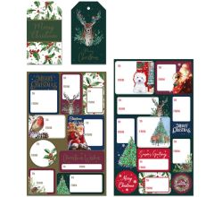 55 Luxe Kerst Cadeaulabelset - assortiment van 51 Naamstickers & 4 Naamlabels met koord